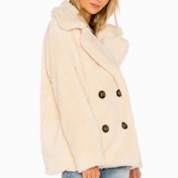 Free People notched Teddy peacoat Jacket cream nbnn - Picture 2 of 16